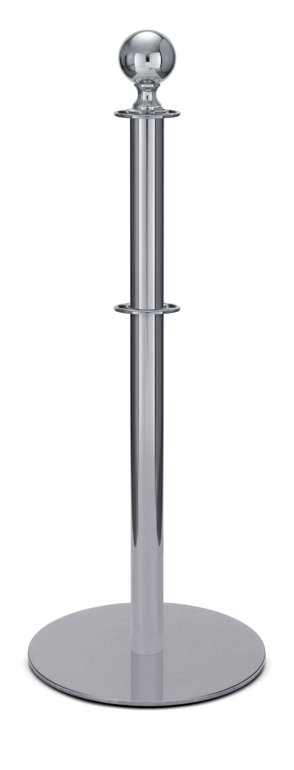Portable Post and Rope Stanchion | Lavi - PO - Polished Stainless - 14.5" Slim · Double-line (ADA)