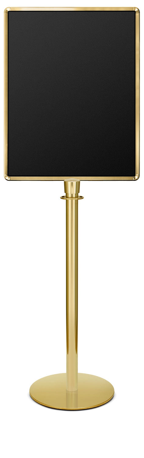 Portable Traditional Sign Stand | Lavi - PB - Polished Brass - 22 x 28 · Vertical · Closed frame