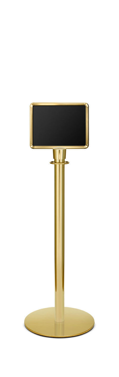Portable Traditional Sign Stand | Lavi - PB - Polished Brass - 8.5 x 11 · Horizontal · Slotted