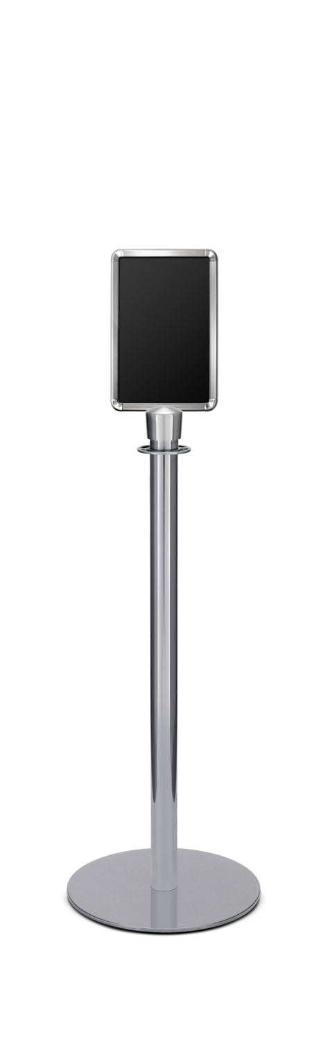 Portable Traditional Sign Stand | Lavi - PO - Polished Stainless - 7 x 11 · Vertical · Slotted