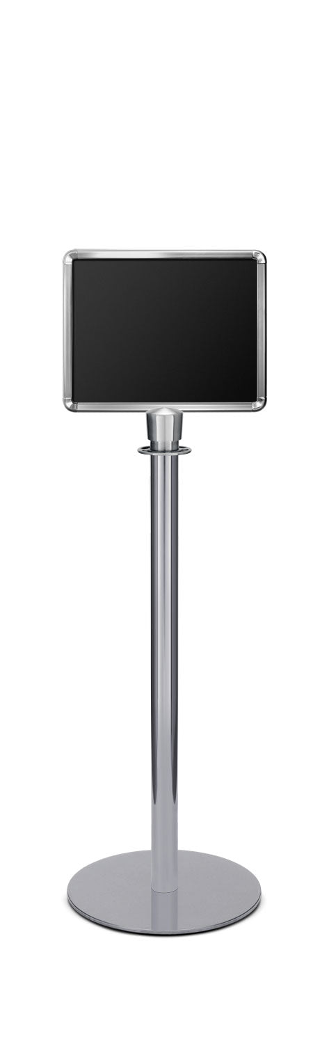 Portable Traditional Sign Stand | Lavi - PO - Polished Stainless - 11 x 14 · Horizontal · Slotted
