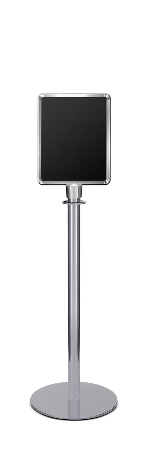 Portable Traditional Sign Stand | Lavi - PO - Polished Stainless - 11 x 14 · Vertical · Closed frame