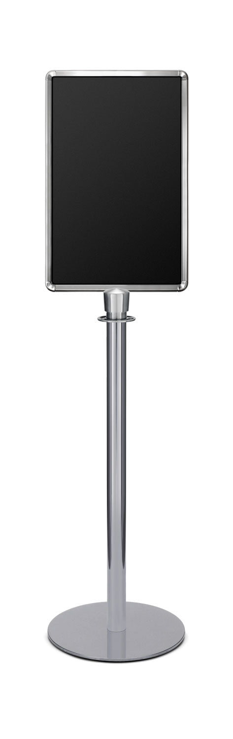 Portable Traditional Sign Stand | Lavi - PO - Polished Stainless - 14 x 22 · Vertical · Slotted