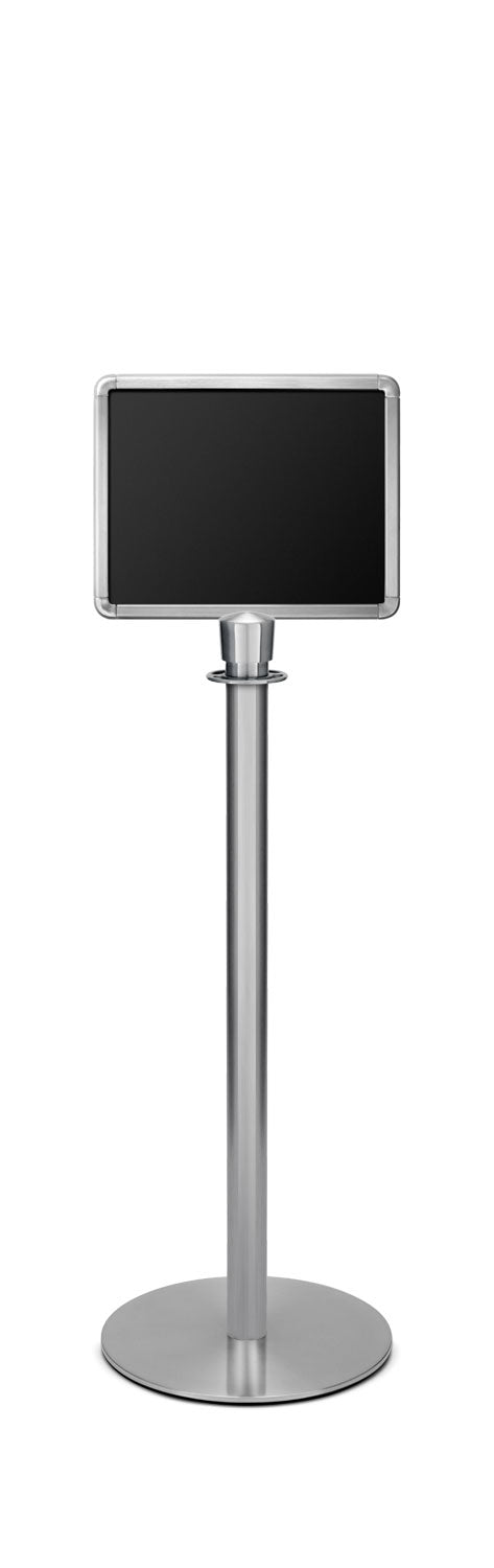Portable Traditional Sign Stand | Lavi - SA - Satin Stainless - 11 x 14 · Horizontal · Closed frame