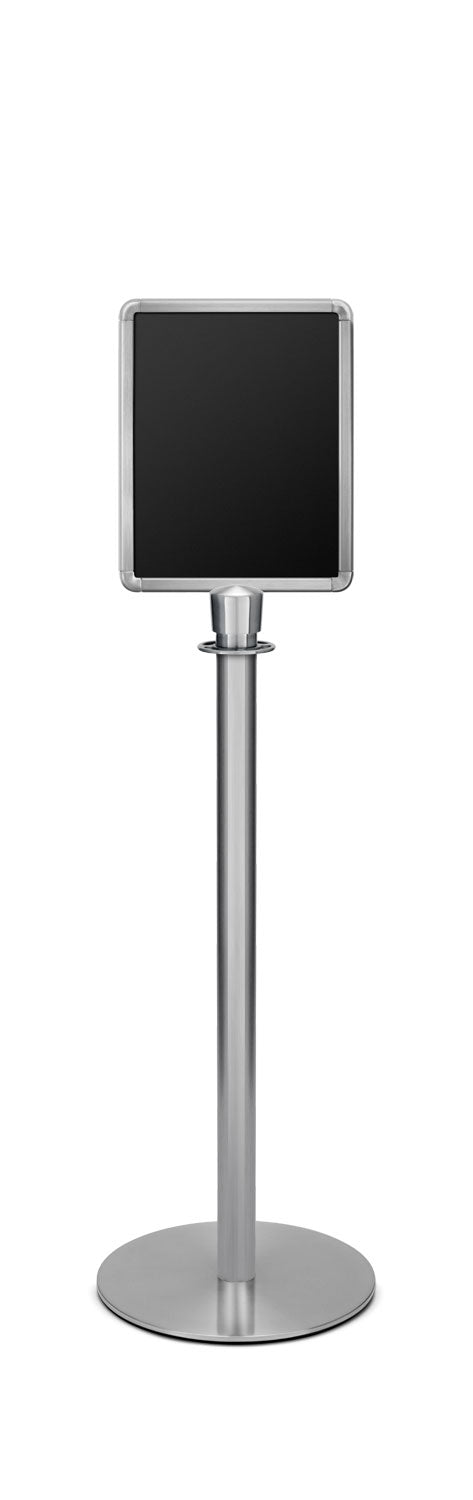Portable Traditional Sign Stand | Lavi - SA - Satin Stainless - 11 x 14 · Vertical · Slotted