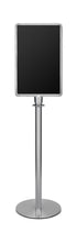 Portable Traditional Sign Stand | Lavi - SA - Satin Stainless - 14 x 22 · Vertical · Slotted