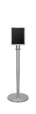 Portable Traditional Sign Stand | Lavi - SA - Satin Stainless - 8.5 x 11 · Vertical · Slotted