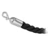 Black braided polypropylene stanchion rope with polished chrome snap end