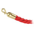 Red braided polypropylene stanchion rope with polished brass snap end