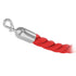Red braided polypropylene stanchion rope with polished chrome snap end