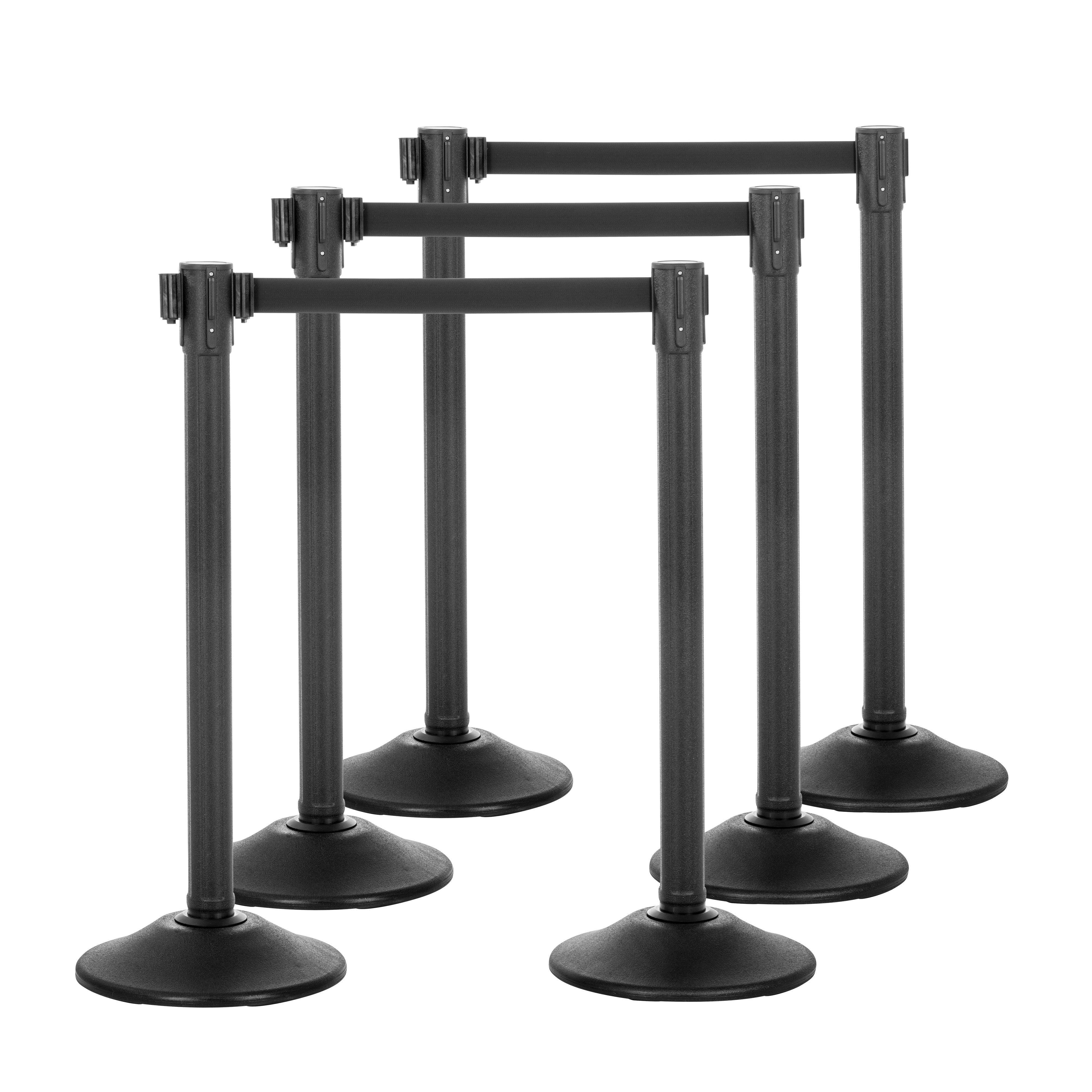 6-Pack Sentry PLUS Plastic Stanchions Barriers with Retractable Belt