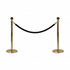 Lawrence Sphere Post & Rope Stanchion Twin Pack - two polished brass sphere-top posts with a black velour rope