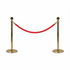 Lawrence Sphere Post & Rope Stanchion Twin Pack - two polished brass sphere-top posts with a red velour rope