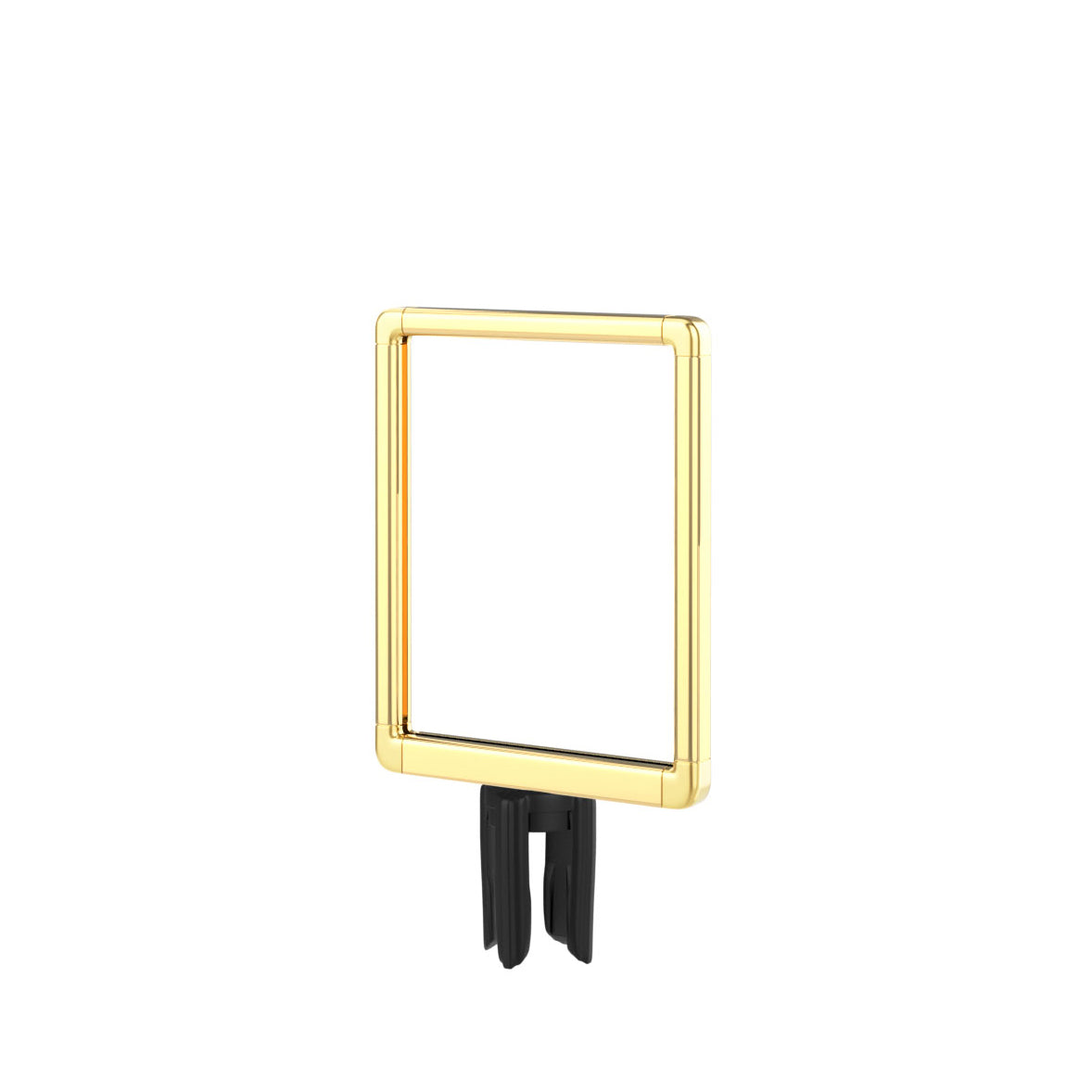 Designer Series sign frame in polished brass with universal post adapter