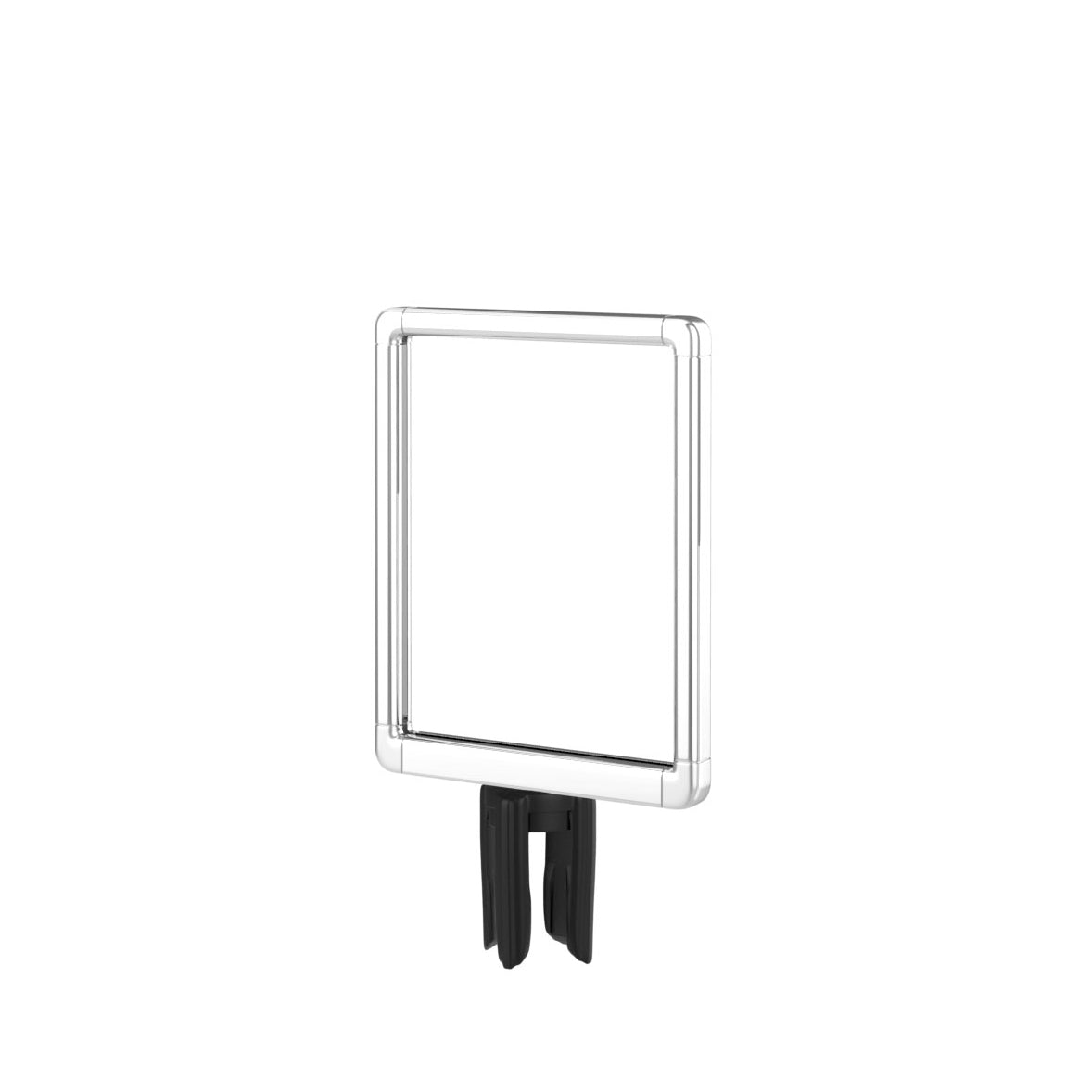 Designer Series sign frame in polished chrome with universal post adapter