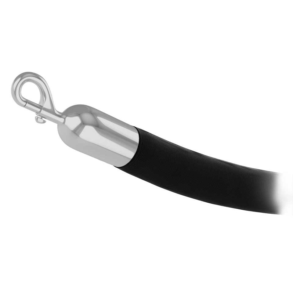 Black velour stanchion rope with polished chrome snap end
