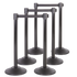 6-Pack Premium Steel Stanchions Barriers with Retractable Belt - Black