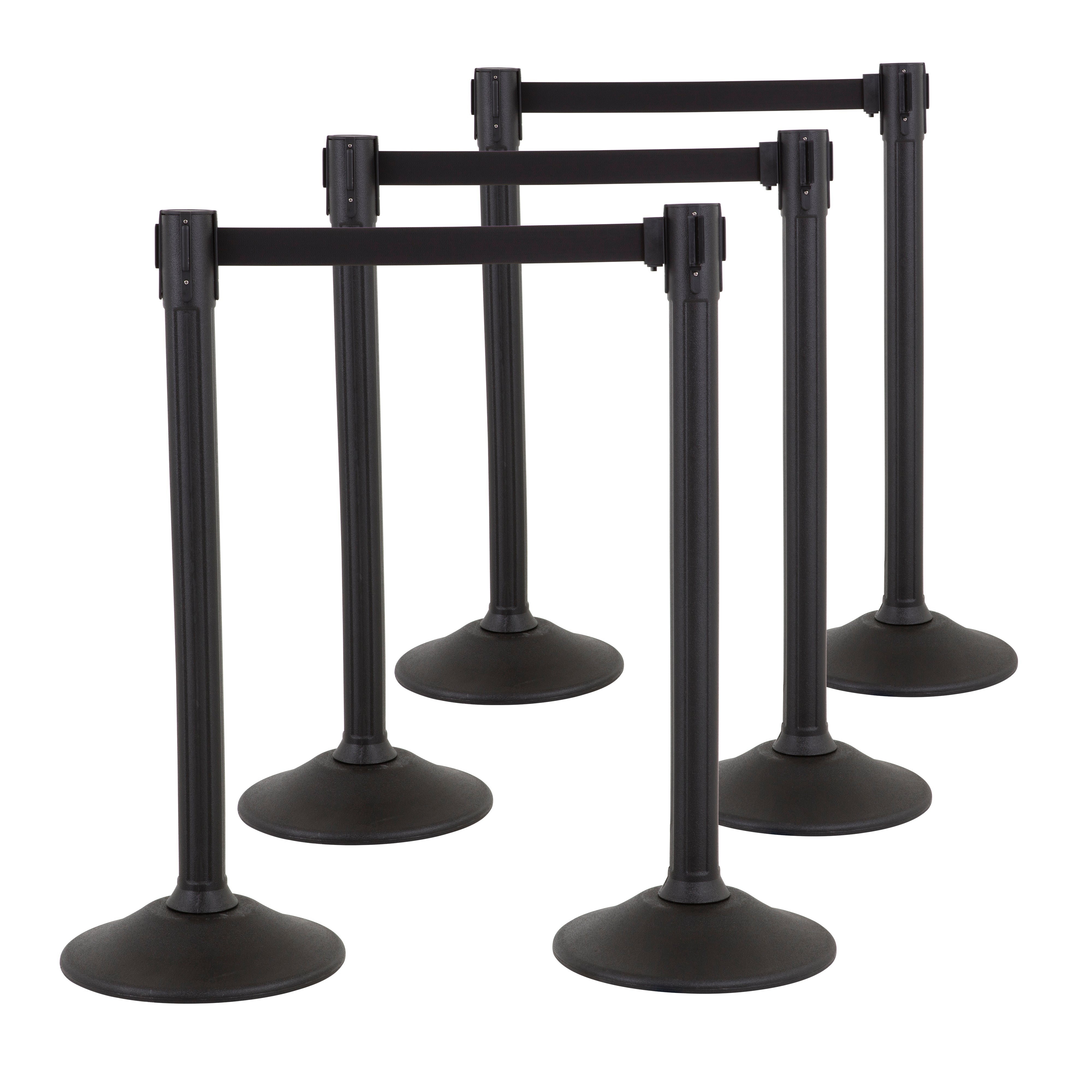 6-Pack Sentry Plastic Stanchions Barriers with Retractable Belt