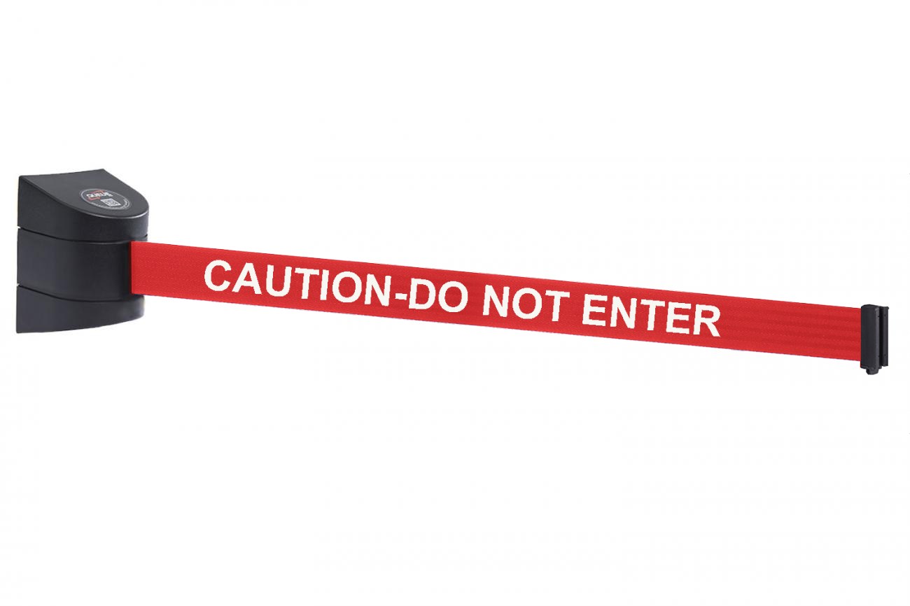Wall Pro 450 Crowd Control Wall Mounted Belt Barriers with 20' to 35' belt