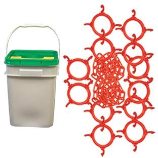 Crowd Control 100FT Cone Chain Connector Kit in a Bucket
