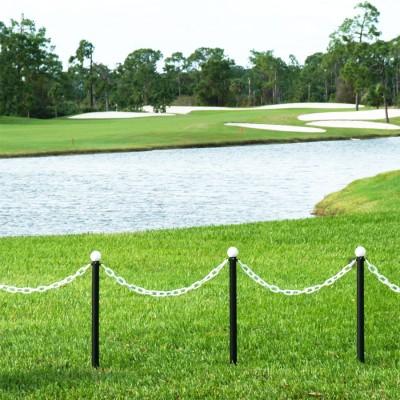 Crowd Control Barrier Stanchions 2" Diameter Plastic Ground Pole, 35" Overall Height - TheCrowdController.com