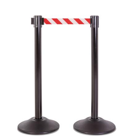 2-Pack Premium Steel Stanchions Barriers with Retractable Belt - Black - The Crowd Controller