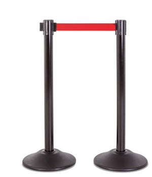 2-Pack Premium Steel Stanchions Barriers with Retractable Belt - Black - The Crowd Controller