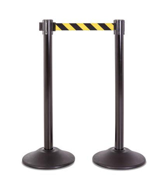 2-Pack Premium Steel Stanchions Barriers with Retractable Belt - Black - The Crowd Controller