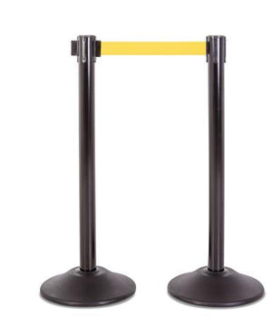 2-Pack Premium Steel Stanchions Barriers with Retractable Belt - Black - The Crowd Controller