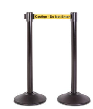 2-Pack Premium Steel Stanchions Barriers with Retractable Belt - Black - The Crowd Controller