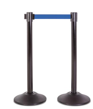 2-Pack Premium Steel Stanchions Barriers with Retractable Belt - Black - The Crowd Controller