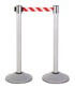 2-Pack Premium Steel Stanchions Barriers with Retractable Belt - Silver - The Crowd Controller