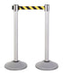 2-Pack Premium Steel Stanchions Barriers with Retractable Belt - Silver - The Crowd Controller