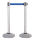 2-Pack Premium Steel Stanchions Barriers with Retractable Belt - Silver - The Crowd Controller