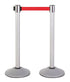 2-Pack Premium Steel Stanchions Barriers with Retractable Belt - Silver - The Crowd Controller