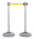 2-Pack Premium Steel Stanchions Barriers with Retractable Belt - Silver - The Crowd Controller