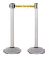 2-Pack Premium Steel Stanchions Barriers with Retractable Belt - Silver - The Crowd Controller