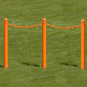 Crowd Control Barrier Stanchions 2.5" Diameter Plastic Ground Pole, 35" Overall Height- TheCrowdController.com