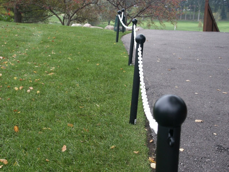 Crowd Control Barrier Stanchions 3" Diameter Plastic Ground Pole, 35" Overall Height - TheCrowdController.com