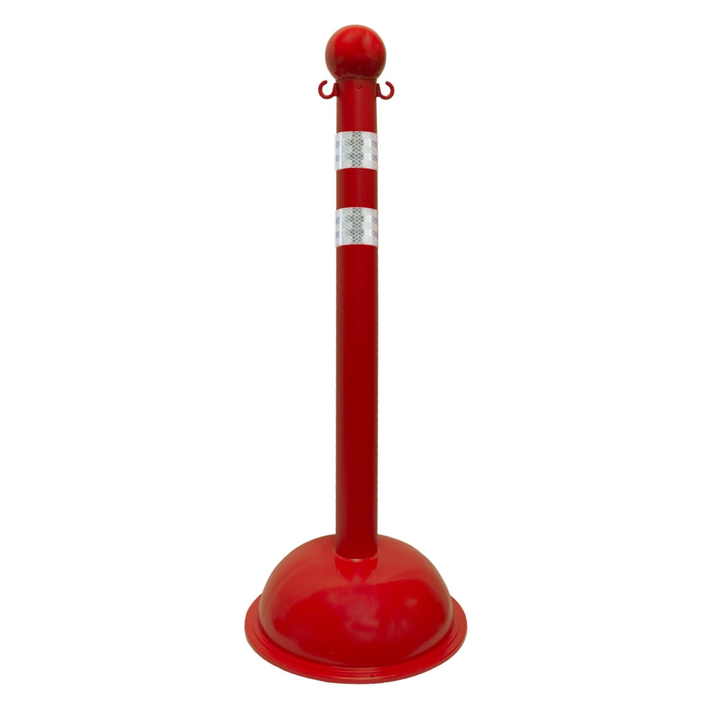 3" Diameter Reflective Striped Stanchion / 41" Height - The Crowd Controller