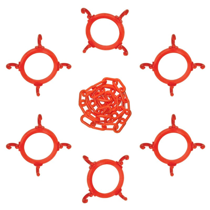 Crowd Control 50FT Cone Chain Connector Kit For Plastic Barrier Stanchions - TheCrowdController.com
