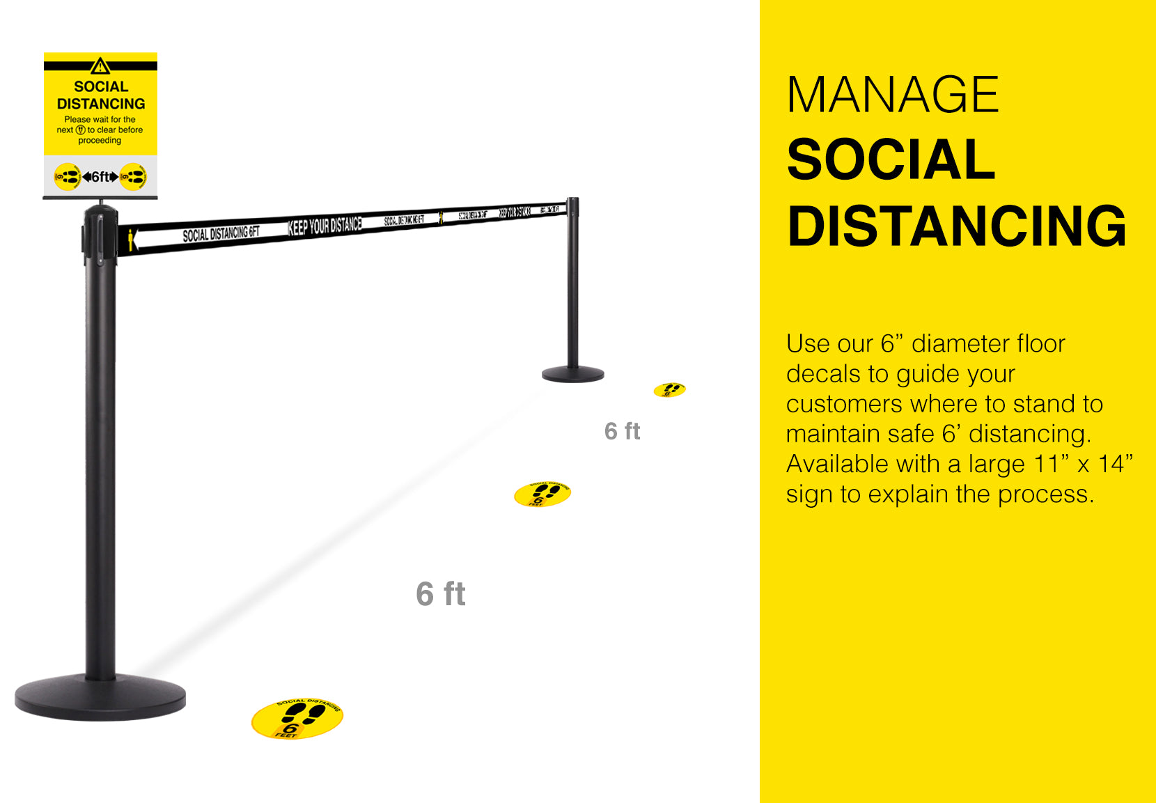 Social Distancing Floor Decals 6-Pack
