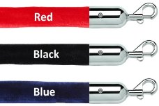Crowd Control Barrier Stanchions Economy Velour Rope foam-core 1" Diameter Slide-Snap Ends - The Crowd Controller