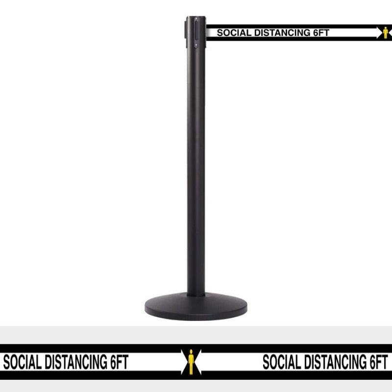 Barriers Stanchions Social Distance 13' Black Belt - The Crowd Controller