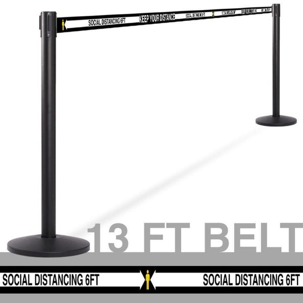 Barriers Stanchions Social Distance 13' Black Belt - The Crowd Controller