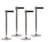 SET OF 4 Polished Stainless RETRACTABLE BELT BARRIERS-Queue Master - The Crowd Controller