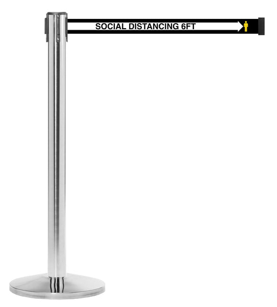 Social Distance Polished Stainless Stanchion Barrier 13' Belt